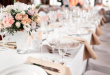 A formal table setting at a wedding
